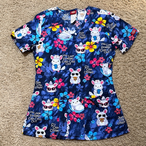 Dickies Tops - Dickies Colorful Chinchilla Print Scrub Top